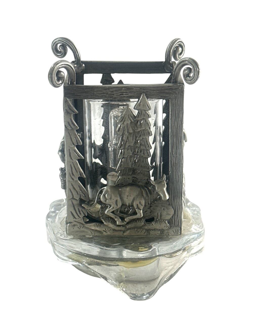 Western Cowboy Horse Electric Accent Lamp Night Light Glass Metal Cabin Decor